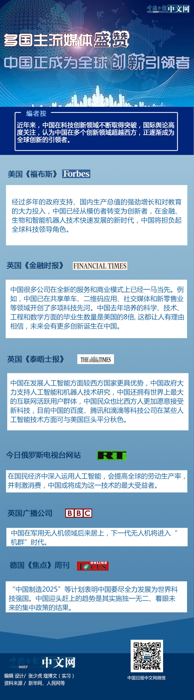 【砥礪奮進的五年】多國主流媒體稱贊：中國正成為全球創新引領者