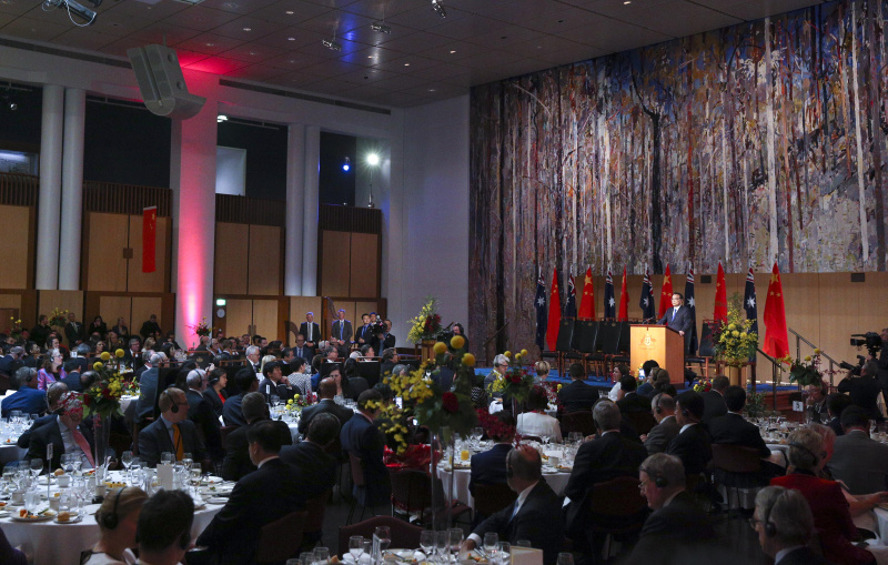 李克強(qiáng)在澳大利亞總理特恩布爾舉行的歡迎宴會上致辭