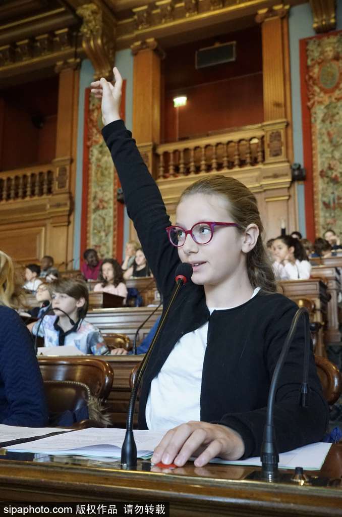 巴黎舉行萌娃理事會討論教務 小小“議員”舉手參與嚴肅呆萌