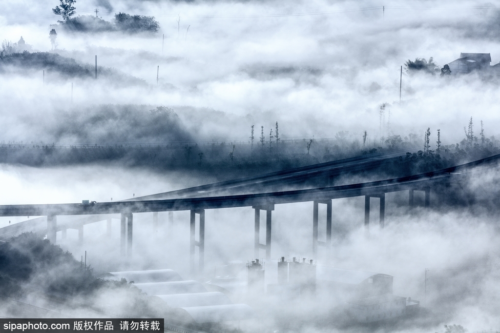 重慶：云蒸霞蔚山村美 朝霞白云入畫來