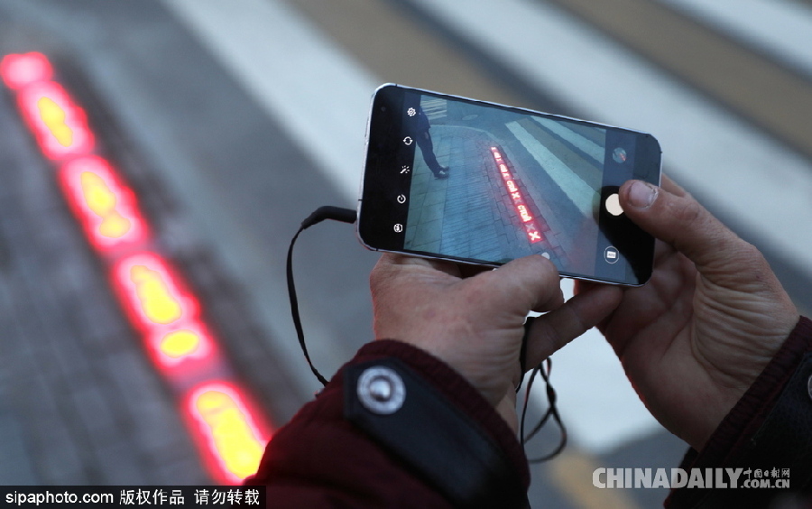 “長”在斑馬線上的紅綠燈 莫斯科一街道專為低頭黨設計