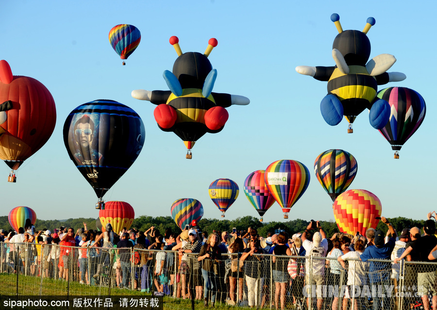 美新澤西州熱氣球節(jié)開(kāi)幕 五彩繽紛扮靚天空