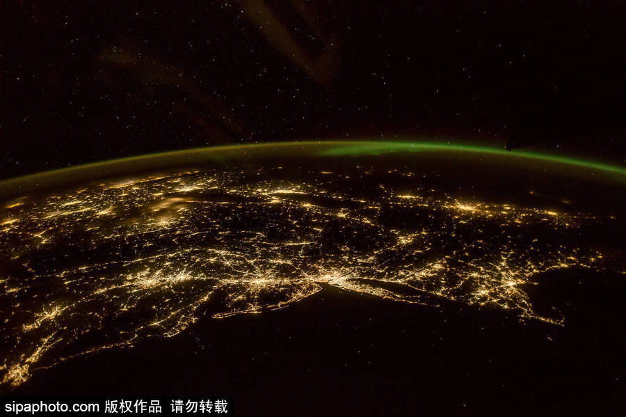 國際空間站視角下的地球城市 燈火點點如璀璨星空