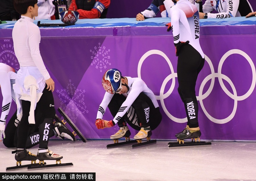 2018平昌冬奧會(huì)短道速滑：男子5000米接力A組決賽 中國(guó)隊(duì)摘銀