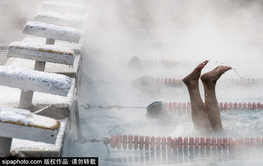 莫斯科露天溫泉泳池 民眾寒冷冬季享受溫暖冬泳