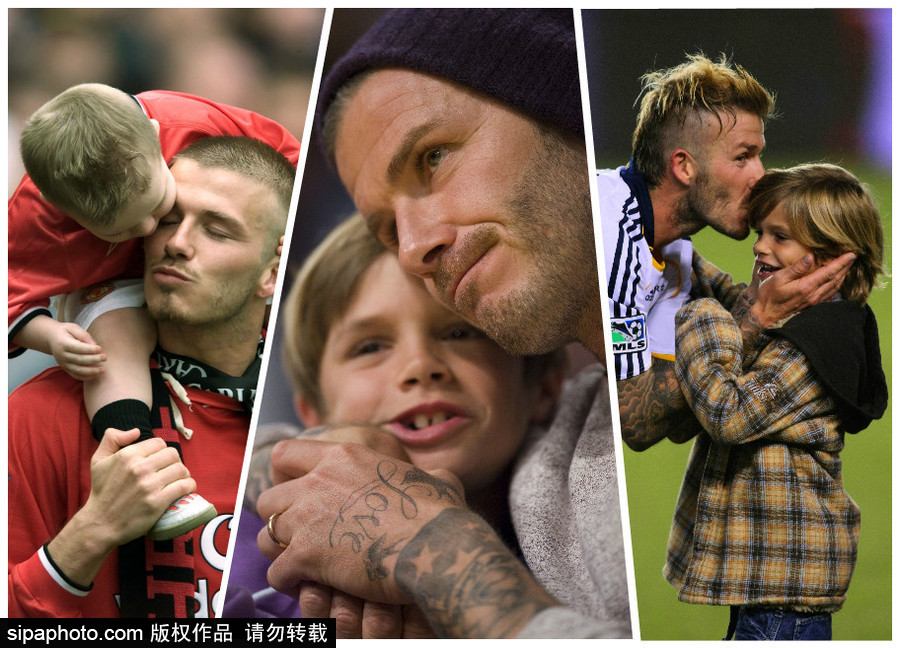 親吻狂魔貝克漢姆！除了小七 兒子們也逃不過