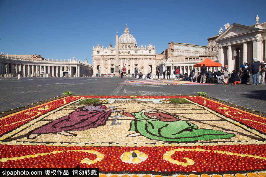 意大利羅馬舉行花毯節 鮮花地毯五彩繽紛美如畫