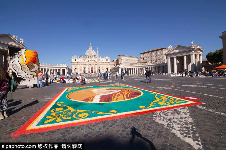 意大利羅馬舉行花毯節 鮮花地毯五彩繽紛美如畫