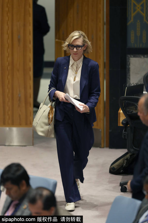 大魔王氣場超強！好萊塢女星凱特·布蘭切特現身聯合國會議